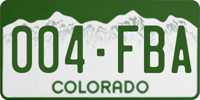 CO license plate 004FBA