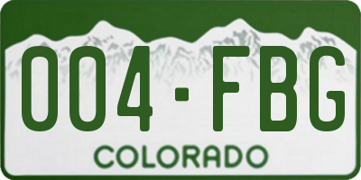 CO license plate 004FBG