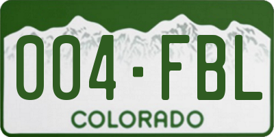 CO license plate 004FBL