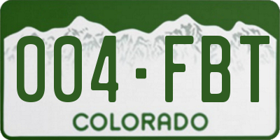 CO license plate 004FBT