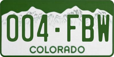 CO license plate 004FBW