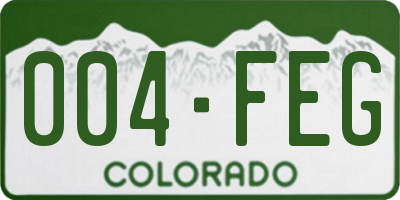 CO license plate 004FEG