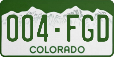 CO license plate 004FGD