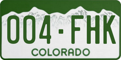 CO license plate 004FHK