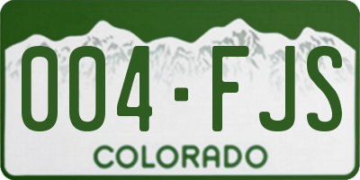 CO license plate 004FJS