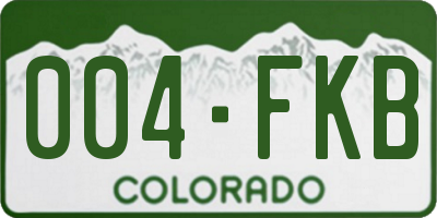 CO license plate 004FKB