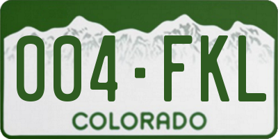 CO license plate 004FKL