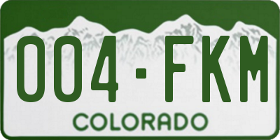 CO license plate 004FKM