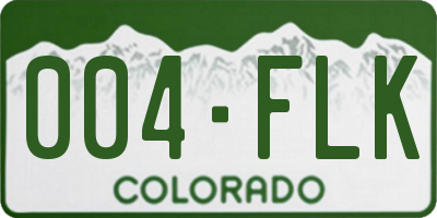 CO license plate 004FLK