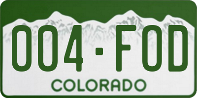 CO license plate 004FOD