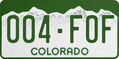 CO license plate 004FOF