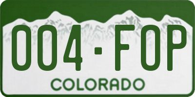 CO license plate 004FOP
