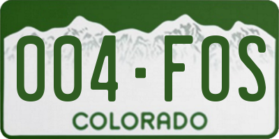 CO license plate 004FOS