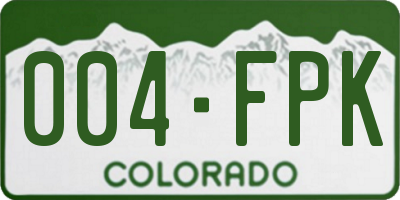 CO license plate 004FPK