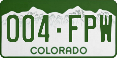CO license plate 004FPW