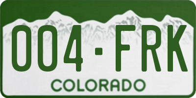 CO license plate 004FRK