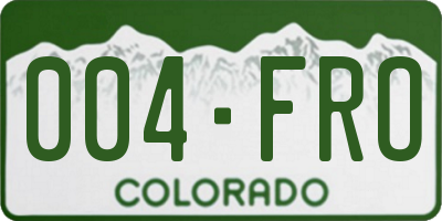 CO license plate 004FRO