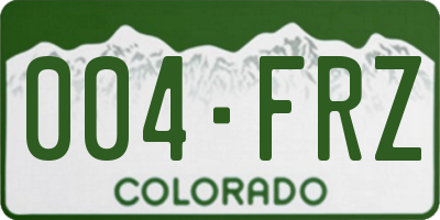 CO license plate 004FRZ