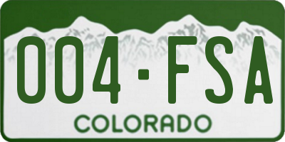 CO license plate 004FSA