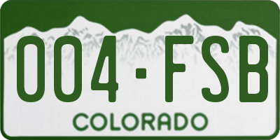 CO license plate 004FSB