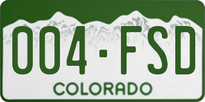 CO license plate 004FSD