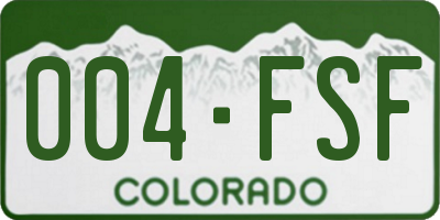 CO license plate 004FSF