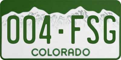 CO license plate 004FSG