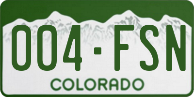 CO license plate 004FSN