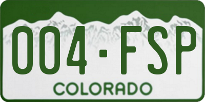 CO license plate 004FSP