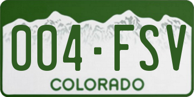 CO license plate 004FSV
