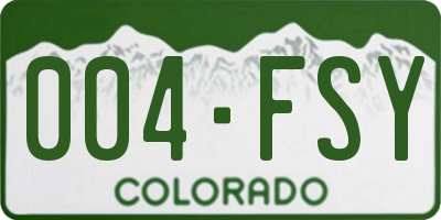 CO license plate 004FSY