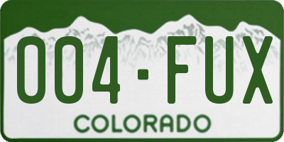 CO license plate 004FUX