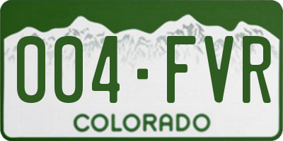 CO license plate 004FVR