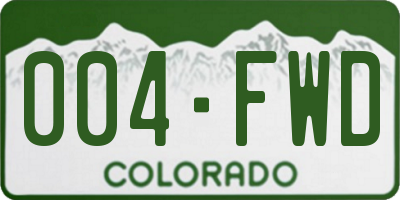 CO license plate 004FWD