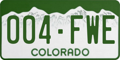 CO license plate 004FWE