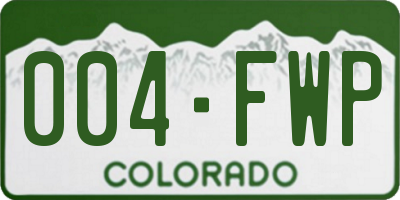 CO license plate 004FWP