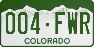 CO license plate 004FWR
