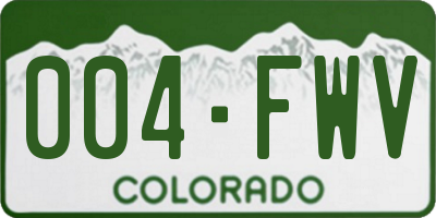 CO license plate 004FWV