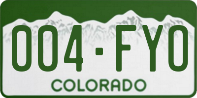 CO license plate 004FYO