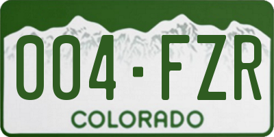 CO license plate 004FZR