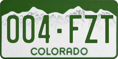 CO license plate 004FZT
