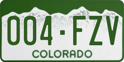 CO license plate 004FZV