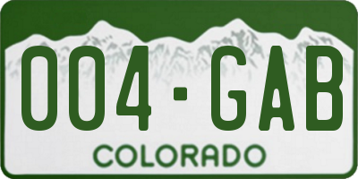 CO license plate 004GAB