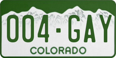 CO license plate 004GAY