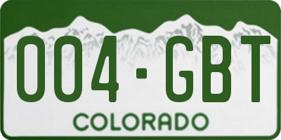 CO license plate 004GBT