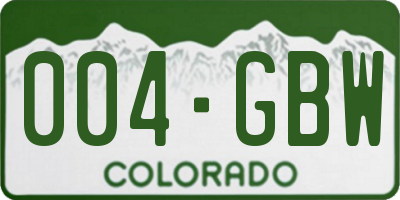 CO license plate 004GBW