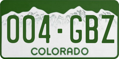 CO license plate 004GBZ