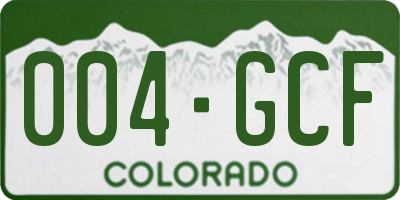 CO license plate 004GCF