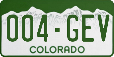 CO license plate 004GEV