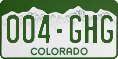 CO license plate 004GHG